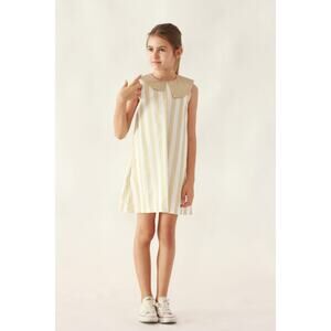 Motoreta Girls Dalia Dress White & Golden Metalic stripes summer dress size 4